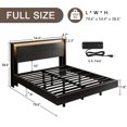 thumbnail image 3 of Einhomn Full Size Floating Bed Frame with  LED Lights & Charging Station,Wood Platform Bed Frame with Storage Headboard,Noise Free,No Box Spring Needed,Easy to Assemble-Black, 3 of 9