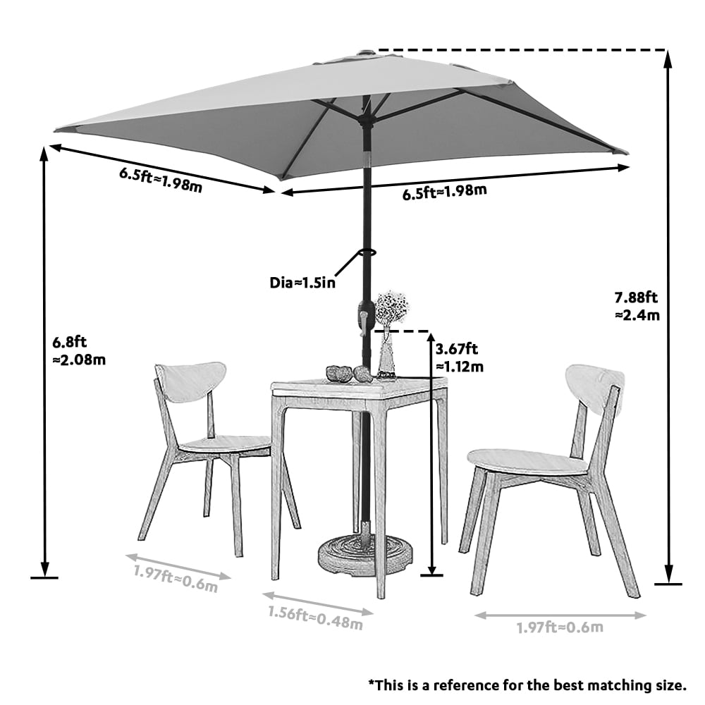 Ultrashades 6.5 ft Square Outdoor Patio Market Umbrella with Push Button Tilt and Crank Handle, Navy