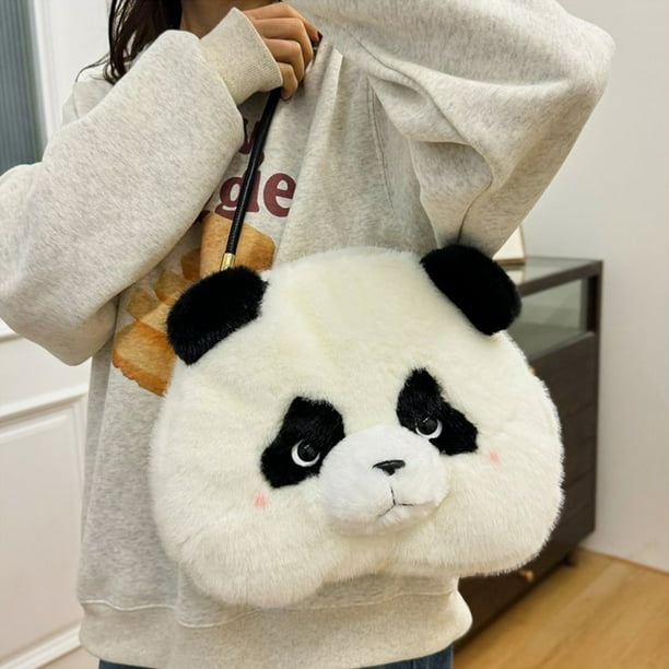 Bolso Bandolera Panda, Bolso De Hombro Con Diseño De Animalito, Bolso De Peluche Estilo Japonés, Correa Ajustable Para Salidas Informales, Ligero Para Uso Diario