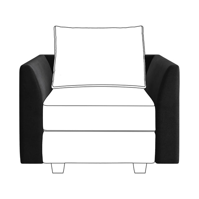 HONBAY Velvet Side Armrest Module for Modular Sectional Sofa Couch Pair of Armrests, Black
