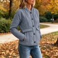 thumbnail image 4 of Plus Size Jackets for Women Quilted Lightweight Button Down Puffer Jacket Coats Padded Outwear with Pockets, 4 of 7