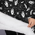 thumbnail image 3 of Oversized Wearable Blanket Hoodie,Black White Halloween Hand Tarot Bat Pattern Sherpa Blanket Hoodie with Super Pockets,Super Warm Fuzzy Pullover for Women & Men, 3 of 6