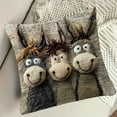 thumbnail image 5 of Eolstice Short Lint Pillow Cover, Cute Three Donkeys Embroidery for Decorative Throw Pillowcase, Sturdy and Entertaining for Sofa Bedroom Living Room Home Decoration(K), 5 of 6