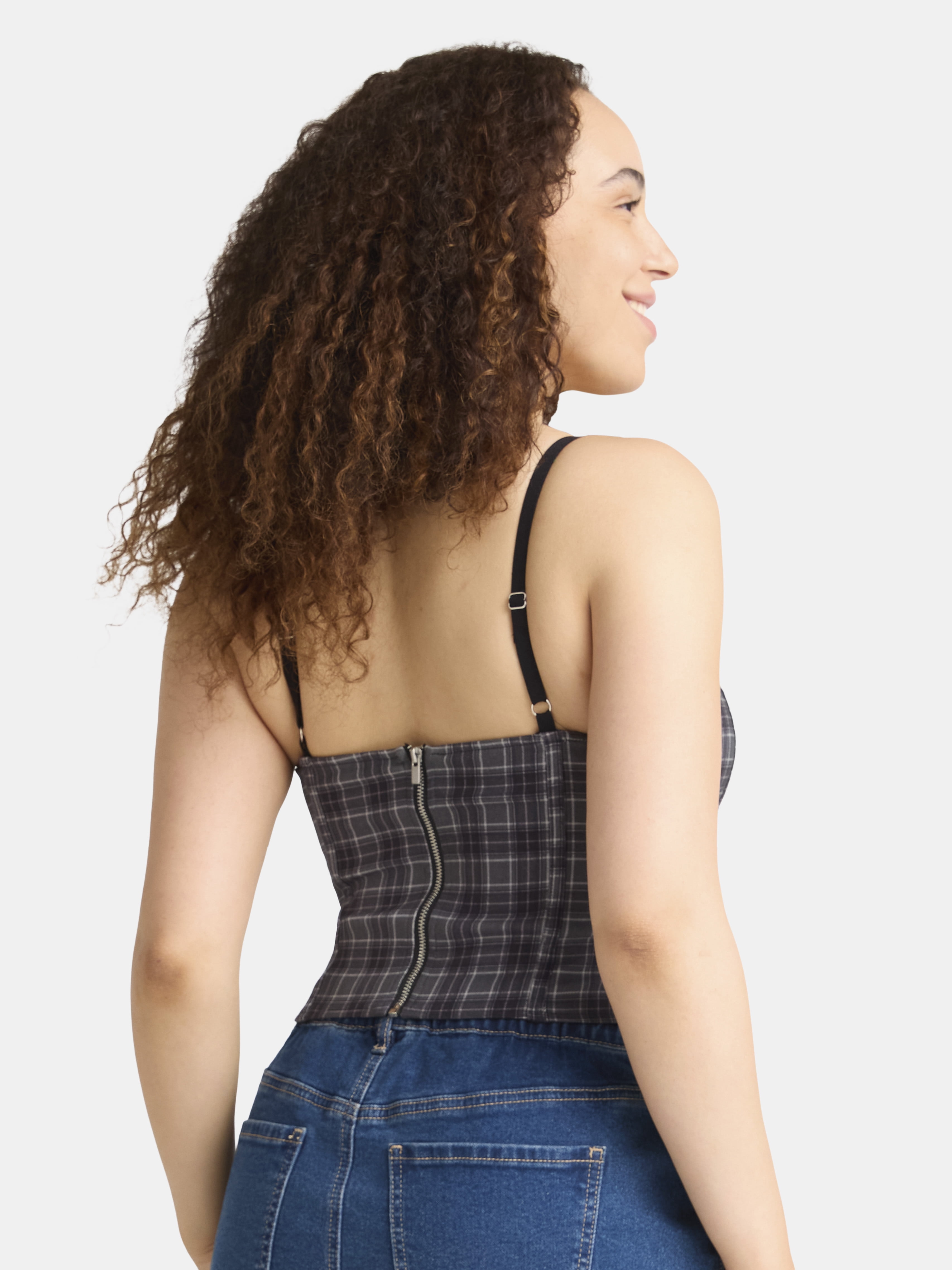 Madden NYC Women’s Plaid Corset Top, Sizes XXS-2XL