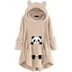 thumbnail image 5 of Vestido largo con capucha para mujer, bonito patrón de invierno con orejas de gato, forro polar borroso con capucha, vestido de manta, Tops de felpa para chicas adolescentes Pompotops gfhjh14126, 5 of 6