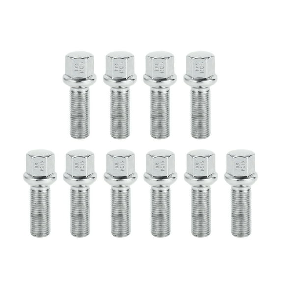 Unique Bargains M14x1.5mm Ball Seat Wheel Lug Bolt for Volkswagen for Audi 19mm Hex 35mm Shank Silver Tone 10 Pcs