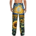 thumbnail image 7 of Salouo Starry Sky Moon Sunflower Print Pajama Pants for Men, Lounge Pants Elastic Waistband Casual Men's sleepwear Loungewear Sleep Pajama Pant -Medium, 7 of 7