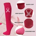 thumbnail image 6 of COUVER Pink Breast Cancer Awareness Sports Knee Socks, Plain, Bright Pink/Ribbon, Large, 1 Pair, 6 of 8