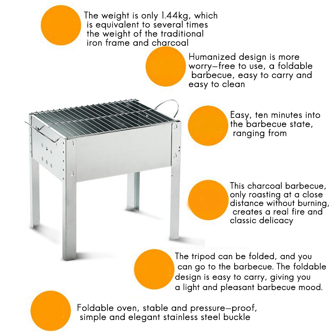 Outdoor BBQ Grill Household Portable Charcoal Grill Folding Outdoor Grill Disassembled Stainless Steel - image 4 of 8