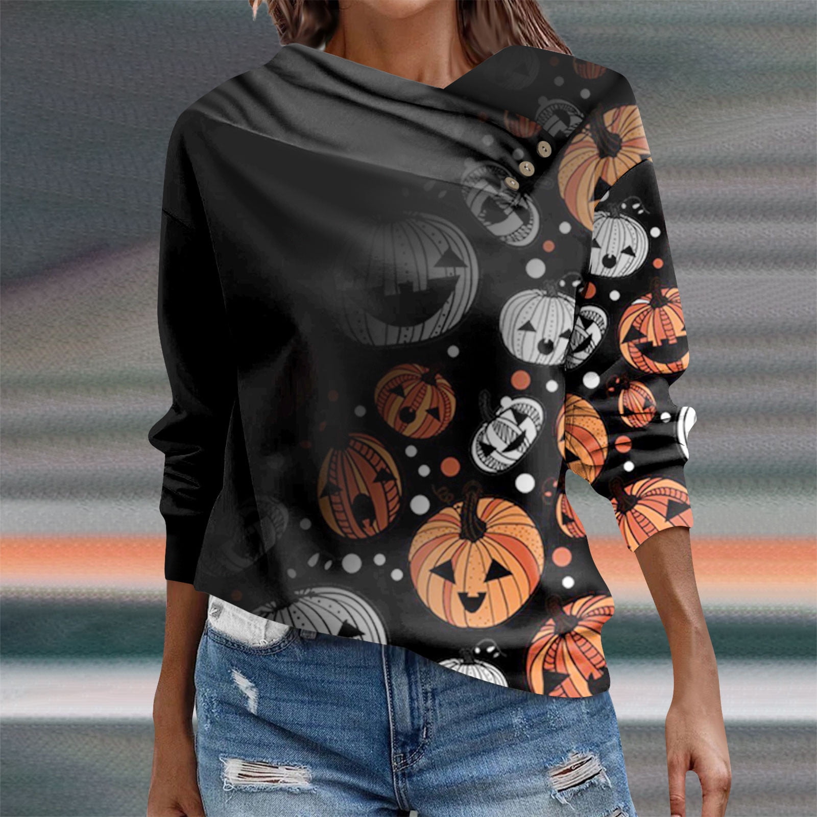  YFJRBR Deals I'm Ok It's Not My Blood Womens Printed Casual  Long Sleeve Sweatshirt Halloween Shirts For Women Plus Size Hoodies today  deals prime clearance : Clothing, Shoes & Jewelry