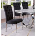 thumbnail image 2 of Modern Velvet Upholstered Dining Chair Set of 6, Tufted Back Kitchen Side Chair with Chrome Legs, Black, 2 of 4