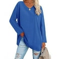 thumbnail image 2 of LYXSSBYX Women Long Sleeve Dress Hot Sale Clearance Women Casual Solid Long Sleeve Shoulder Drop V-Neck T-Shirt Blouse, 2 of 5