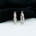 thumbnail image 3 of Rosec Jewels Certified Moissanite Hoop Earrings for Women - Twisted Hoop Earrings with Snap Back - D-VS1 Quality - Ready to Gift, 10K White Gold, 3 of 8
