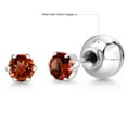thumbnail image 6 of Gem Stone King Platinum Red Garnet Stud Earrings for Women Men (0.74 Cttw, Gemstone January Birthstone, Round 4MM), 6 of 6