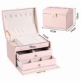 thumbnail image 2 of Caja de Almacenamiento,  de Organizador con Cerradura, Caja de Almacenamiento de Cuero para Anillos, Pendientes, Collares, Pulseras, Etc, Perfecto Regalo para Mujeres (Rosa), 2 of 6
