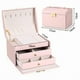 thumbnail image 2 of Caja de Almacenamiento,  de Organizador con Cerradura, Caja de Almacenamiento de Cuero para Anillos, Pendientes, Collares, Pulseras, Etc, Perfecto Regalo para Mujeres (Rosa), 2 of 6