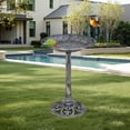 thumbnail image 2 of VECELO 28" Height Pedestal Birdbath Outdoor Garden Decor, Vintage Yard Art Bird Baths, Silver, 2 of 11