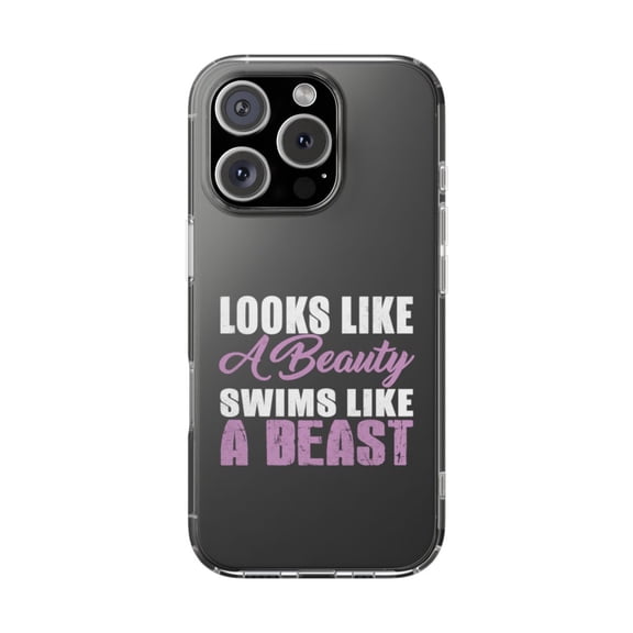 Clear Hybrid Shockproof Case for Apple iPhone 16 PRO - Looks Like a Beauty Swims Beast