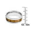 thumbnail image 4 of Crucible Jewelry Men's Polished Wood Inlay Ridged Edge Steel Ring (8mm), 4 of 4