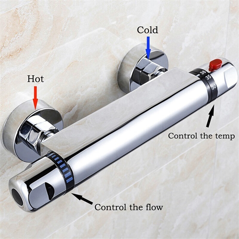 Thermostatic Shower Mixer Valve Bar Exposed Chrome Round Modern