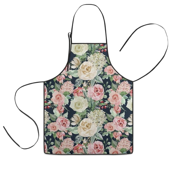 Pioneer Flower Floral Print Pattern Kids Aprons for Girls and Boys,Adjustable Neck Strap Toddler Aprons for Kids Cooking Baking
