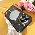 thumbnail image 6 of Magnetic Glitter for iPhone 15 Pro Max [ Compatible with MagSafe ], Luxury Leopard print Pattern Plating Bling Clear Case,Camera Protection Sparkly Slim Soft Back Cover for Women Girls,Black, 6 of 9