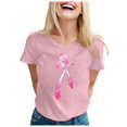 thumbnail image 2 of T-Shirt Femme Manches Courtes Imprimé Cancer Décontracté T-Shirt Femmes Rose S, 2 of 4