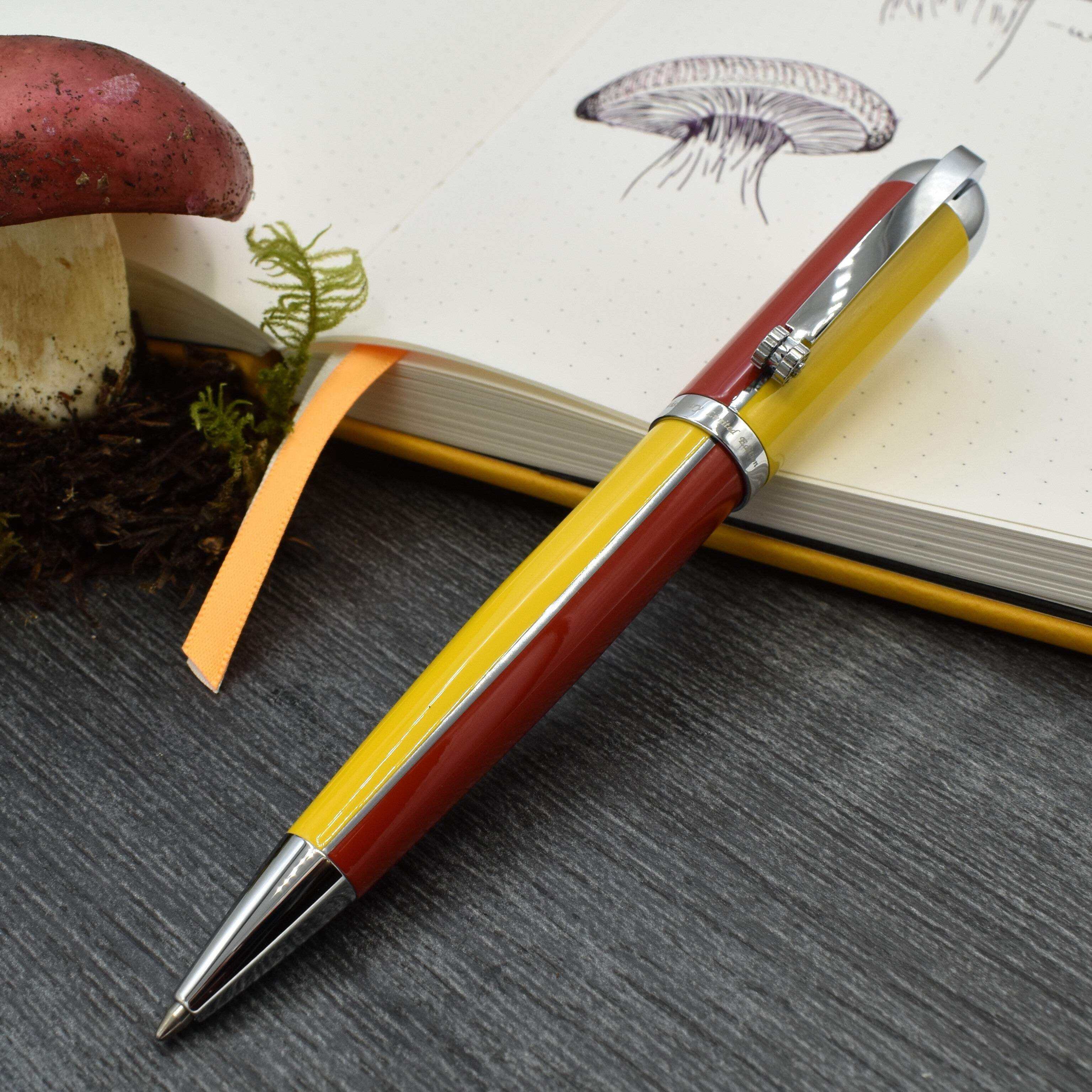 Xezo Xezo Visionary® Brass  Aluminum Enameled Ballpoint Pen - Aspen Gold / Red