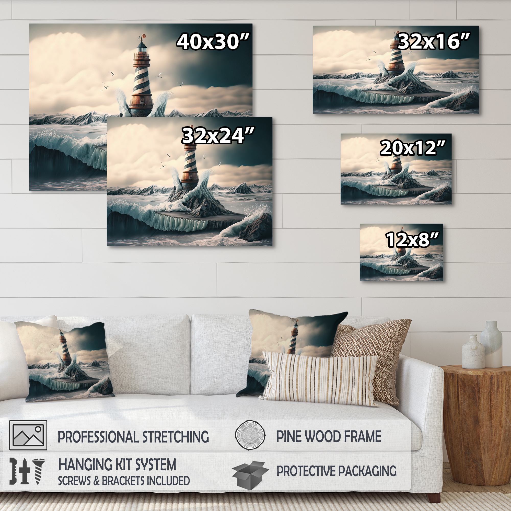 Designart Fantasy Lighthouse In The Arctic Ocean IV Canvas Wall Art