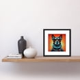 thumbnail image 2 of Style Dog With Sunglasses Portrait Bold Colourful Retro Futuristic Illustration Square Wooden Framed Wall Art Print Picture 8X8 Inch, 2 of 4