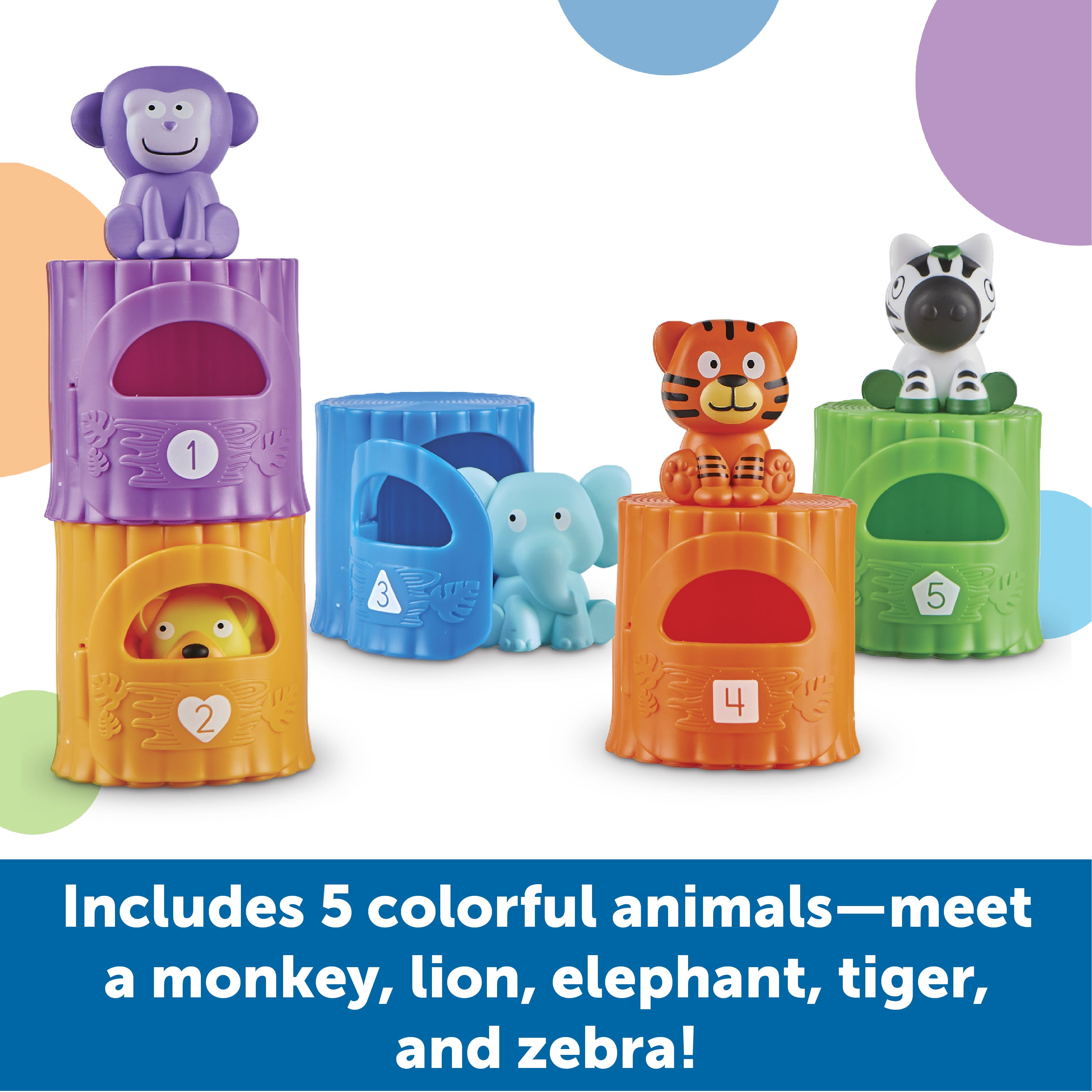 Learning Resources Peekaboo Learning Jungle -10 pieces, Learning Toys for Boys and Girls Ages 18 + Months, Educational Toys for Toddlers