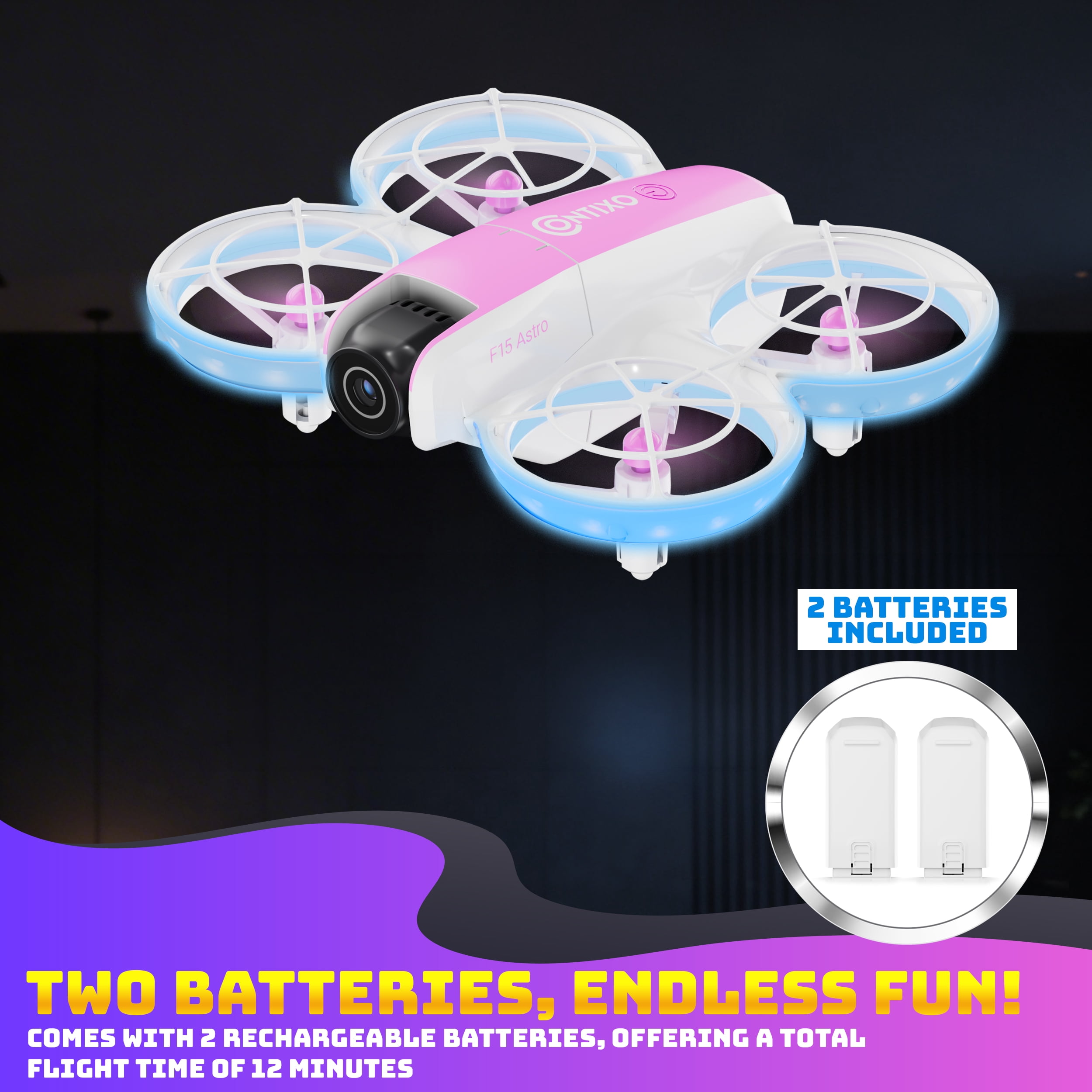 Contixo F15 Aerial Drone Skins w/ Remote Controller & Manual, Pink