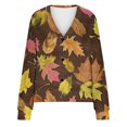 thumbnail image 4 of Puntoco Chaqueta De Punto Informal Con Estampado De Hojas Para Mujer, Chaqueta Con Botones, Abrigo De Felpa, Para Otoño E Invierno, 4 of 4