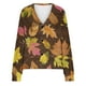 thumbnail image 4 of Cárdigan informal con estampado de hojas para mujer, chaqueta con botones, blusa de poliéster, para otoño e invierno, 4 of 4