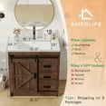 thumbnail image 3 of Merluxy 31" Sliding Barn Door Bathroom Vanity with Sink, Farmhouse Small Single Bath Vanity, Brown, 3 of 9