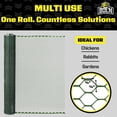 thumbnail image 5 of Boen - Plastic Hex Chicken Wire Mesh Temporary Fence Roll (3' x 25' - Green) - Plastic Fence Poultry Netting for Temporary or Semi Permanent Enclosures, Deer Netting Fence, Construction Fencing, 5 of 7