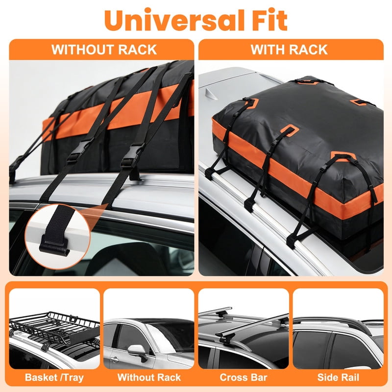 Gianna 20 cu ft Waterproof Rooftop Cargo Carrier Bag with Anti‑Slip Mat for All Vehicles with/without Roof Rack