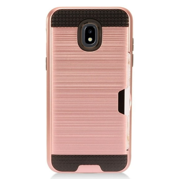 GSA Brushed Hybrid Card Case For Samsung Galaxy J7(2018) & J737 - Rose Gold