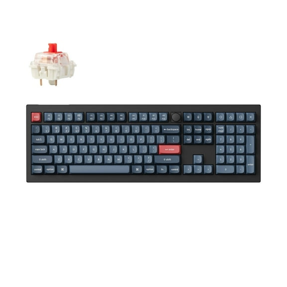 Keychron V6 Max Wireless Custom Mechanical Keyboard, 2.4 GHz Bluetooth QMK Full-Size Layout RGB with Hot-swappable Gateron Red Switch Compatible with Mac Windows Linux