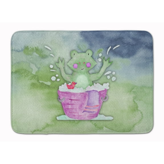 Frog Bathing Watercolor Machine Washable Memory Foam Mat