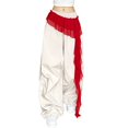 thumbnail image 3 of ManxiVoo Wrap Waist Lace Trim Layered Skirt with Scarf Belt Tie for Women Asymmetrical Style, 3 of 5
