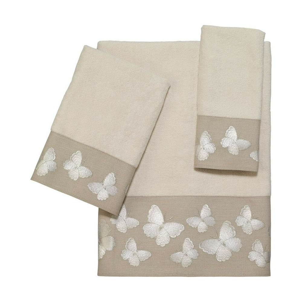 Avanti Linens Yara Butterflies 3 Piece Bath Towel, Hand Towel and