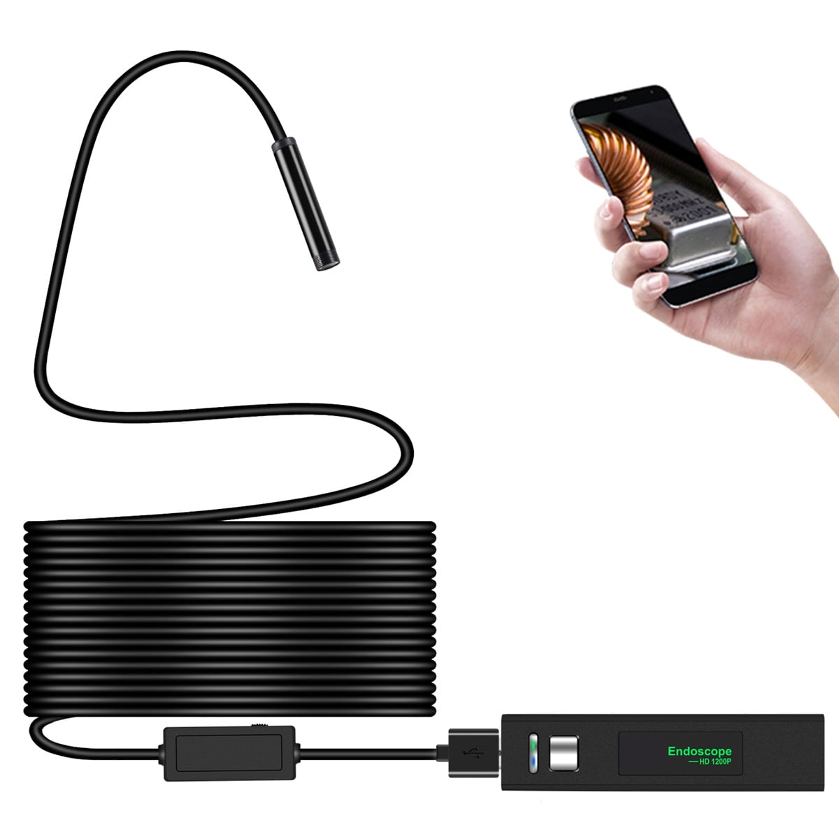 Waterproof 2M/6.6Ft Mini USB Endoscope Handheld Borescope 5.5mm Lens Digital Inspection Camera with 6 Adjustable LED Lights 