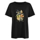 thumbnail image 2 of Gibobby Playera de Manga Corta con Cuello Redondo Camiseta manga corta suelta con estampado estilo acuarela Color sólido informal para mujer(Negro,M), 2 of 4