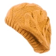 thumbnail image 3 of Soft Cable Knit Solid Color Crochet Beret, 3 of 9