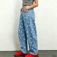 thumbnail image 6 of Polka Dot Jeans Women Y2K Low Rise Baggy Denim Pants Vintage Wide Leg Jeans Streetwear, S, 6 of 6