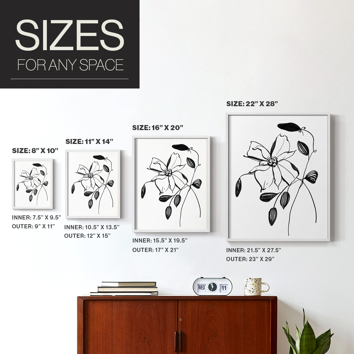 Wild Clematis II Framed Print in White Solid Wood 11 x 14 Framed Print