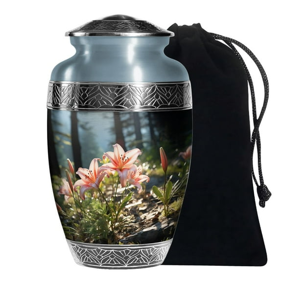 KARYLIZ Lily Flower Cremation Large Urns For Human Ashes Man Urn For Adult Woman 10 Inch