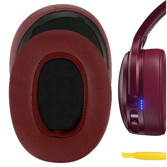 Geekria QuickFit Replacement Ear Pads for Skullcandy CrusherWireless/CrusherEVO/CrusherANC, Hesh3/HeshEVO/HeshANC, Venue ANC Headphones, Repair Parts (Deep Red)