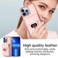 thumbnail image 4 of SaniMore for iPhone 13 Pro PU Leather Case, Multi-Functional Metal Snap Wallet Cover with Card Slot & Kickstand Shoulder Strap Full Body Protective Shell for iPhone 13 Pro, Pink, 4 of 9